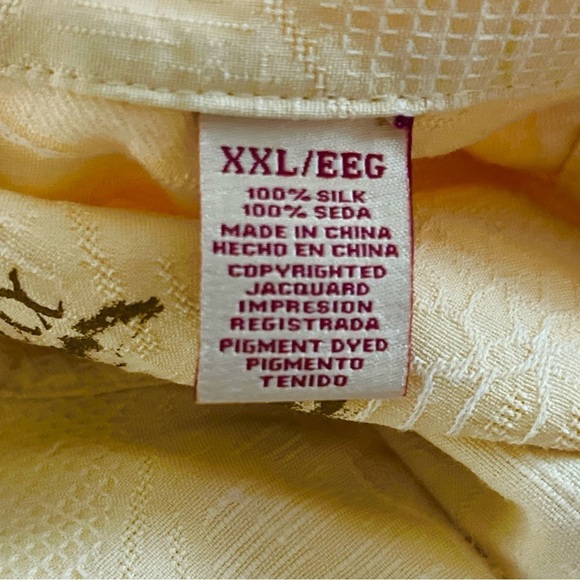 Jamaica Jax Silk Hawaiian Short Sleeve Yellow  Floral Button Up Men’s XXL - Picture 7 of 9